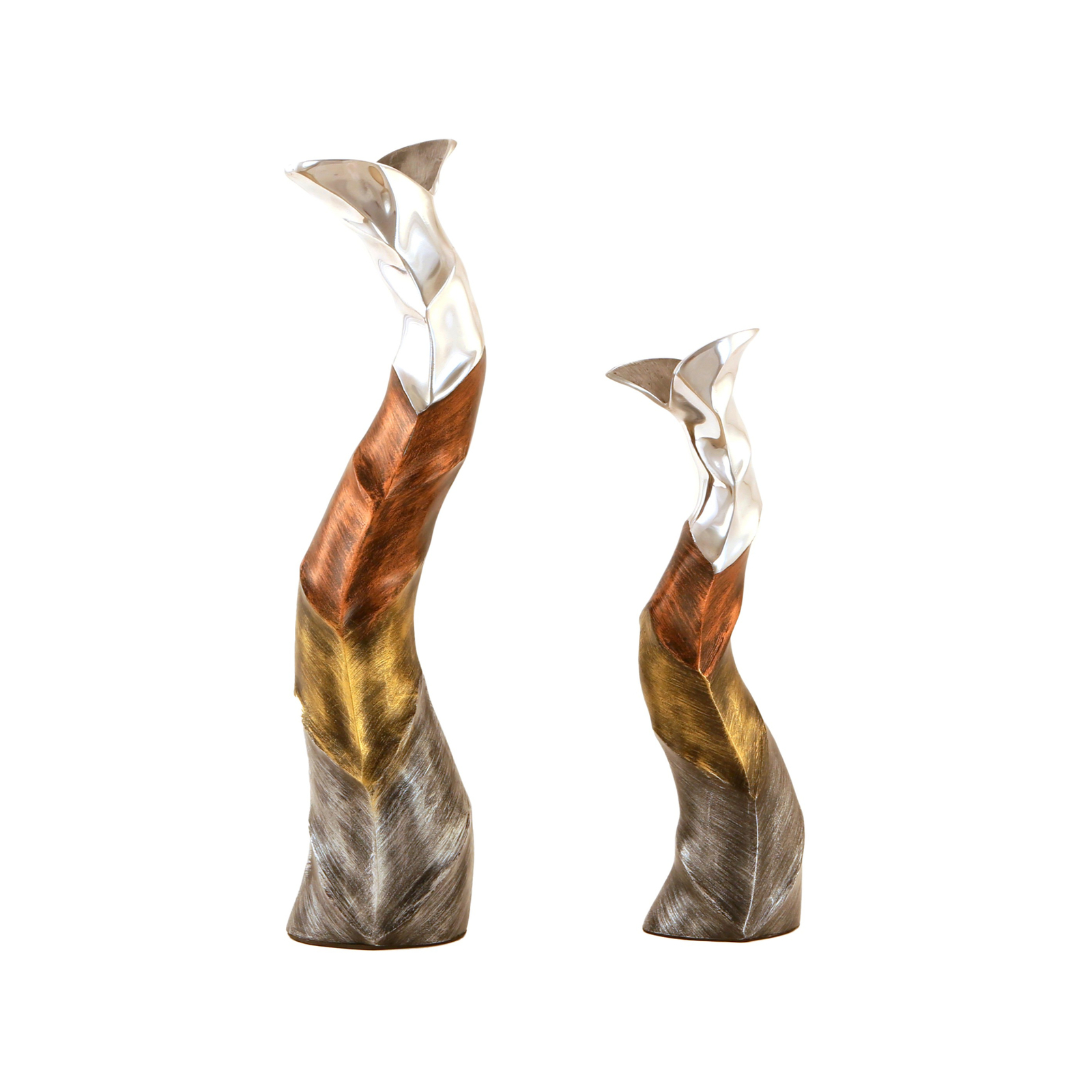 Lirash HandPainted Tall Aluminium Decorative Flower Vases Set of 2