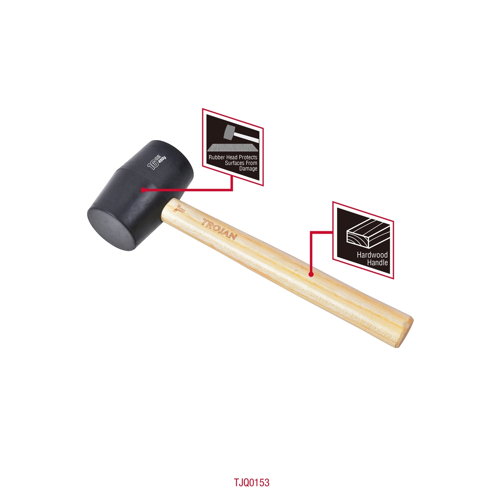 Trojan 16oz 450g Timber Rubber Mallet Bunnings Australia
