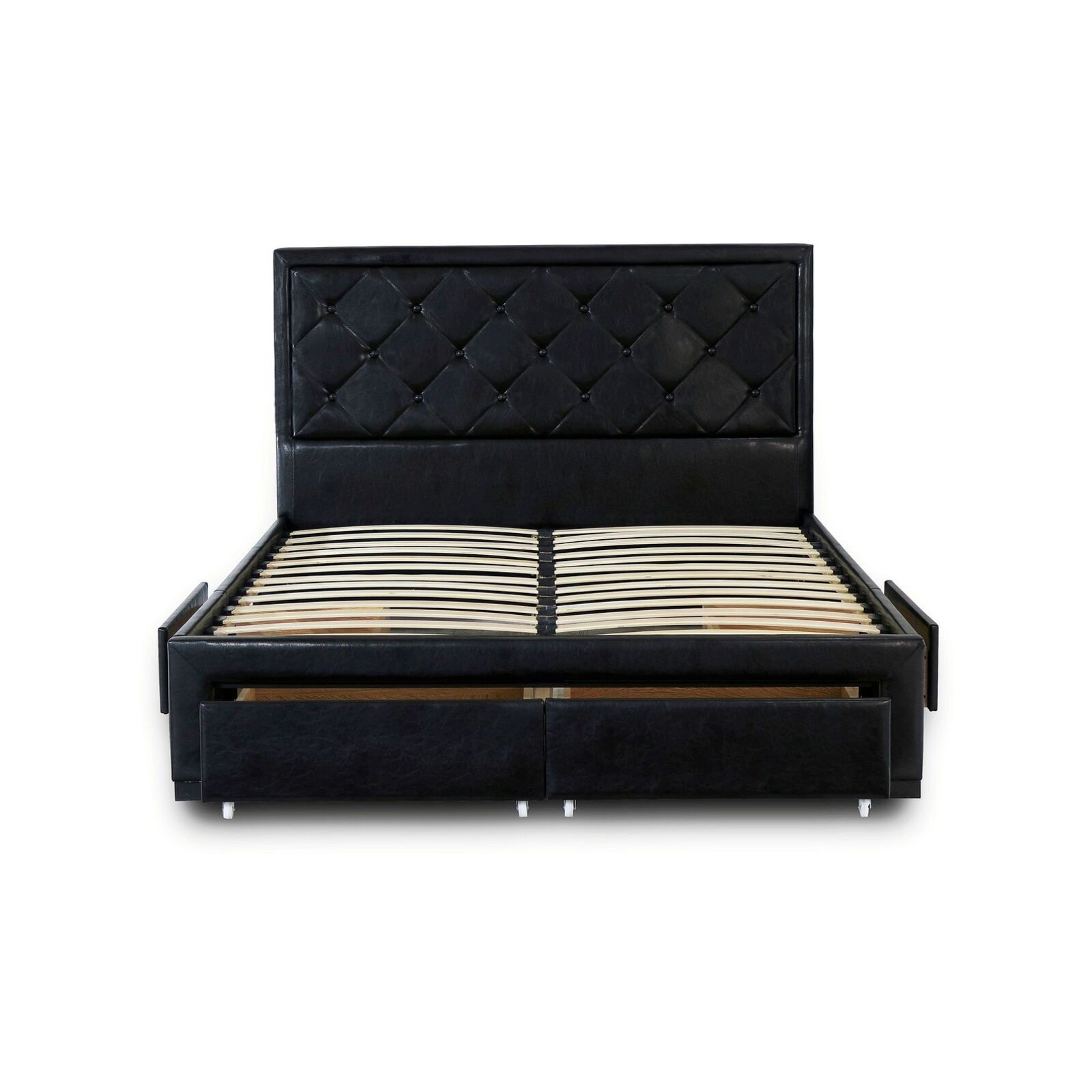 Istyle Sephora Queen Drawer Storage Bed Frame Pu Leather Black