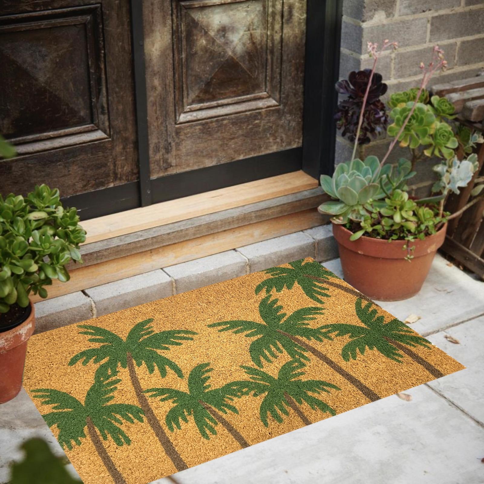 Madras Link 40 x 70cm Palm Trees Outdoor Coir Mat Bunnings Australia