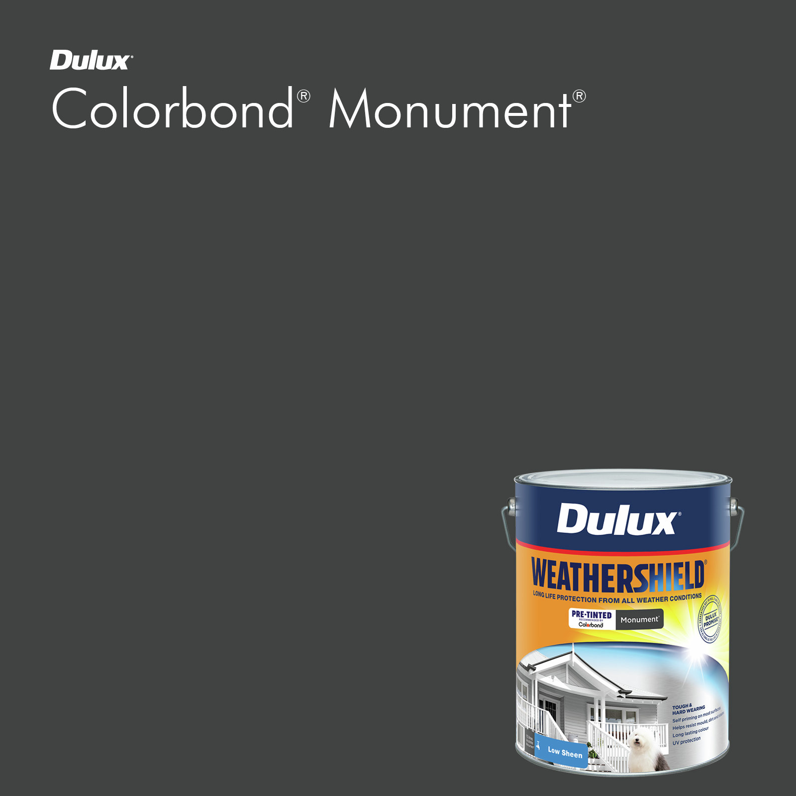 Dulux 10L Exterior Paint Weathershield Low Sheen Monument Exterior