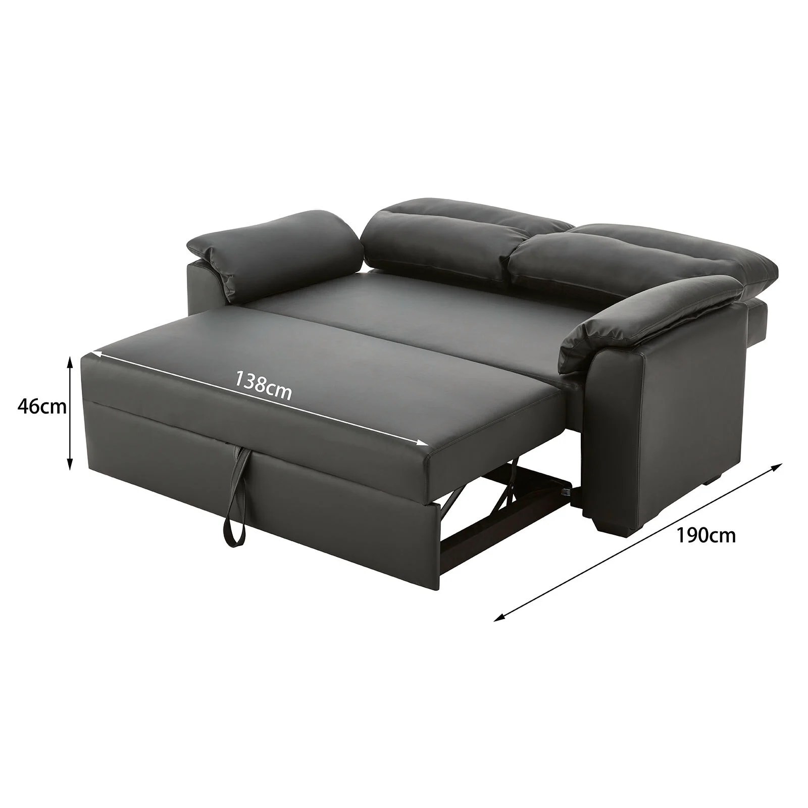 Sarantino Faux Leather Sofa Bed Couch Furniture Lounge Suite Black