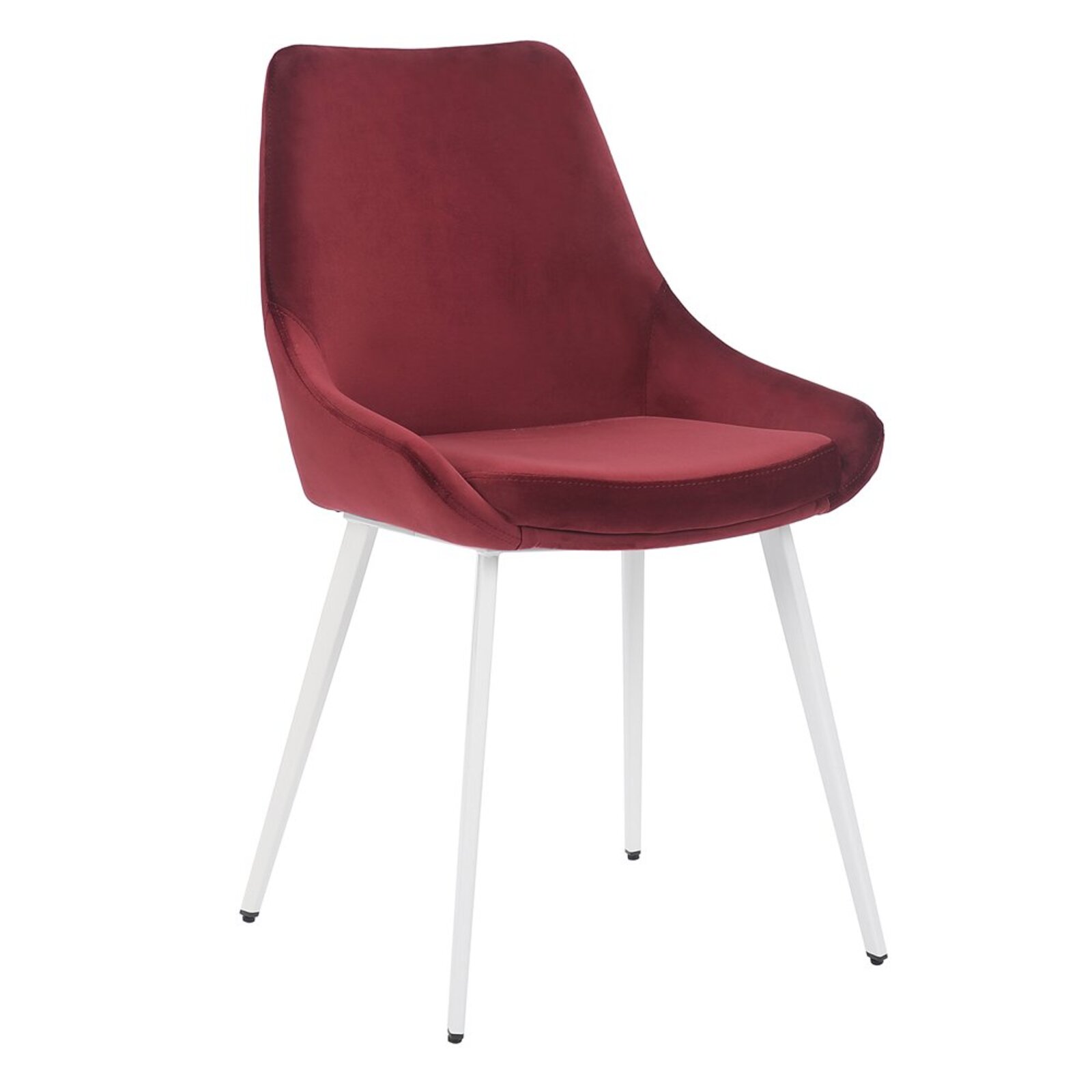 Simplife Set of 2 Daimyo Burgundy Velvet Dining Chair white leg