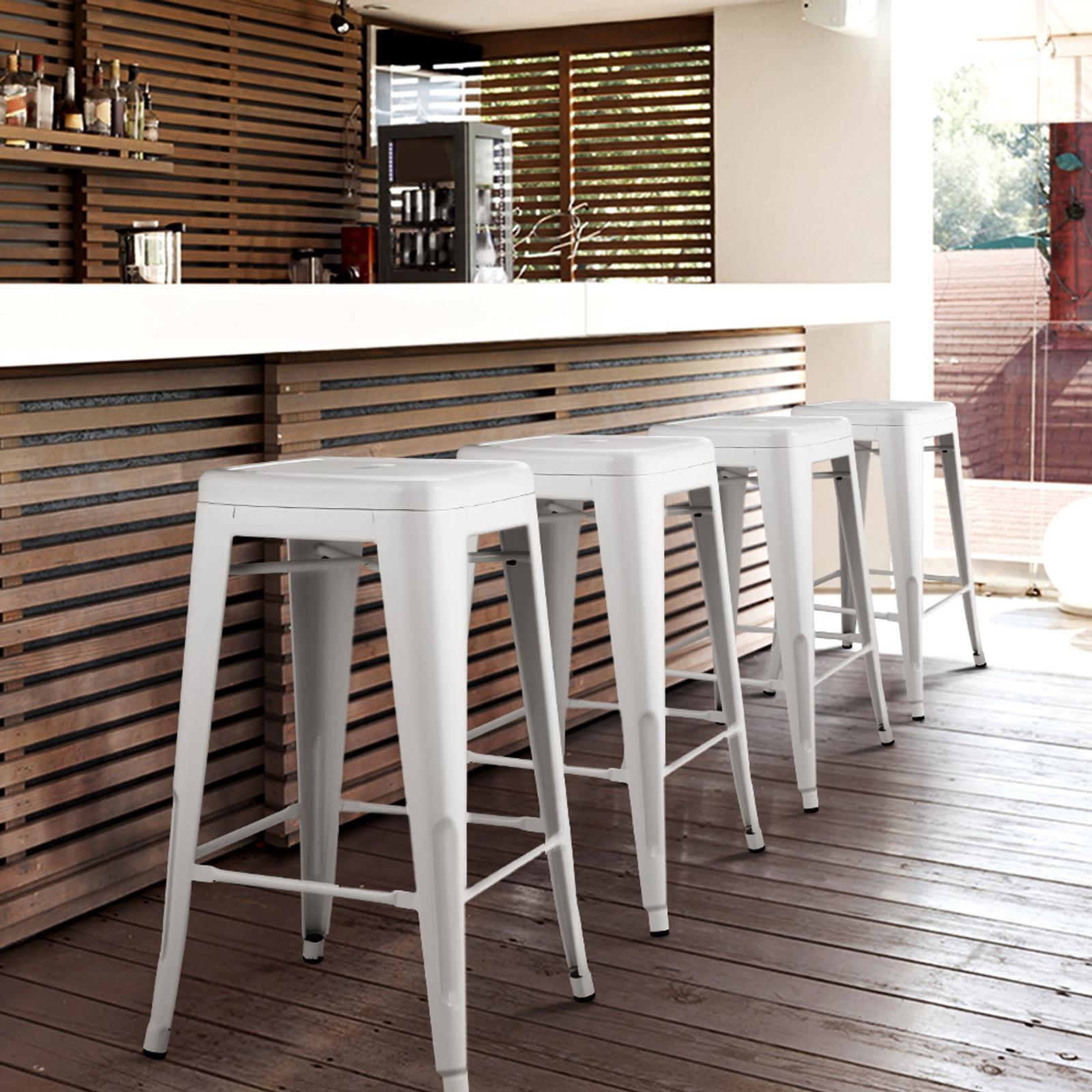 Artiss Set of 4 Metal Backless Bar Stools White Bunnings Australia