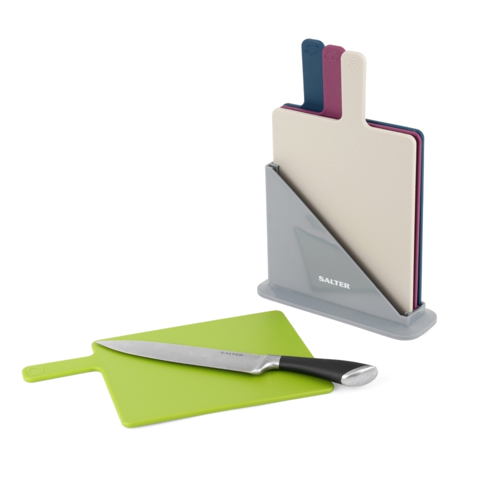 Salter 4 Piece Multicoloured Chopping Board Set Polypropylene Plastic