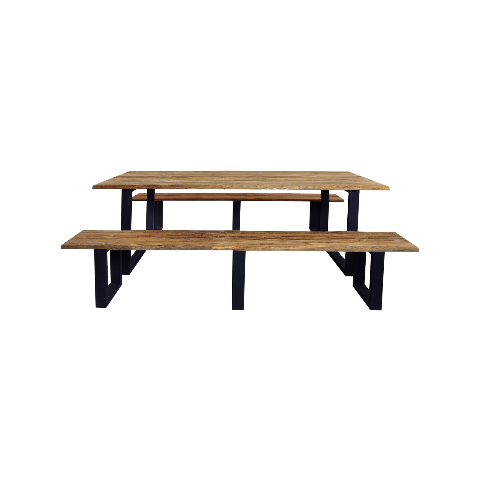 Outdoor Santai 2.4M Teak Timber Dining Table With Benches Bunnings