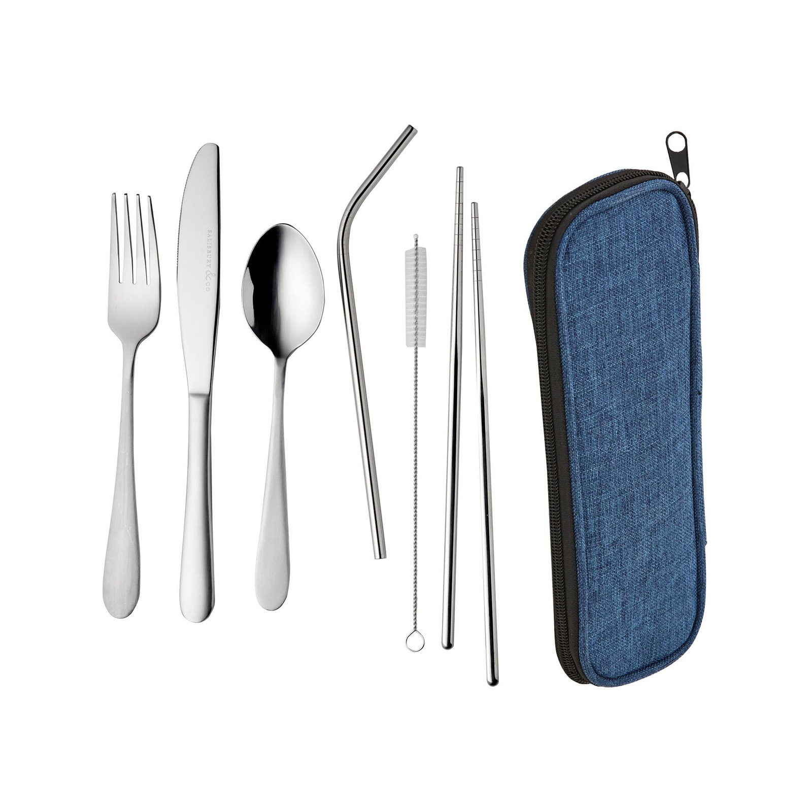 Salisbury & Co Maestro Travel Cutlery Set 7pc w/ Bag Blue Bunnings Australia