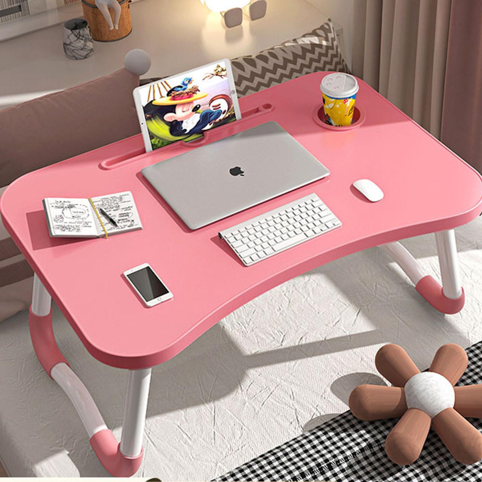 SOGA Pink Portable Bed Table Adjustable Folding Mini Desk Bunnings
