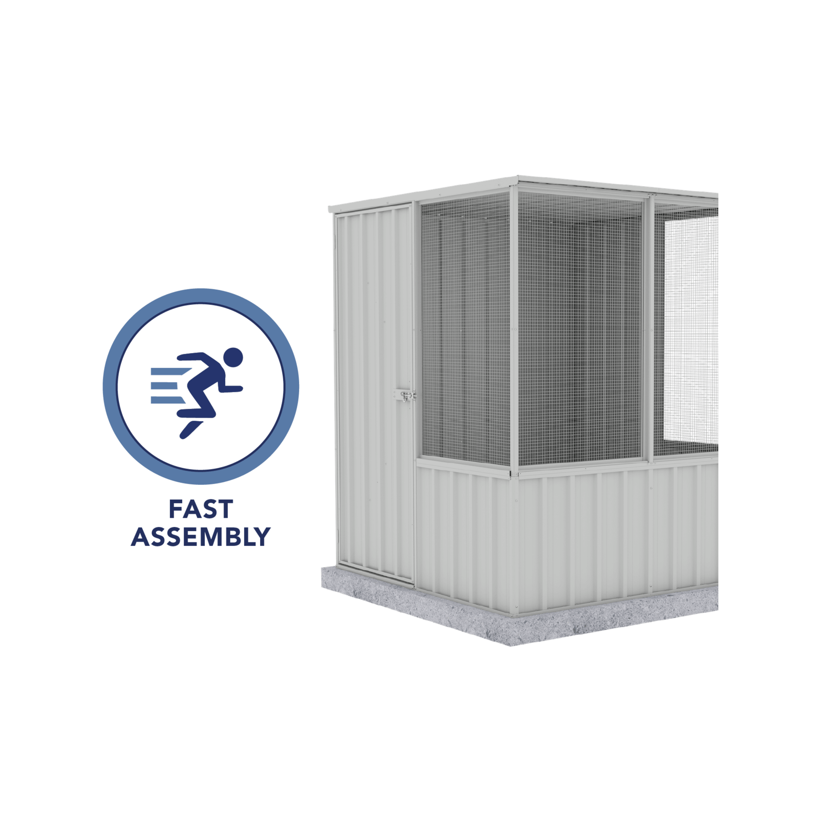 Absco Sheds 1.52 x 1.48 x 1.8m Zincalume Flat Roof Full Door Chicken