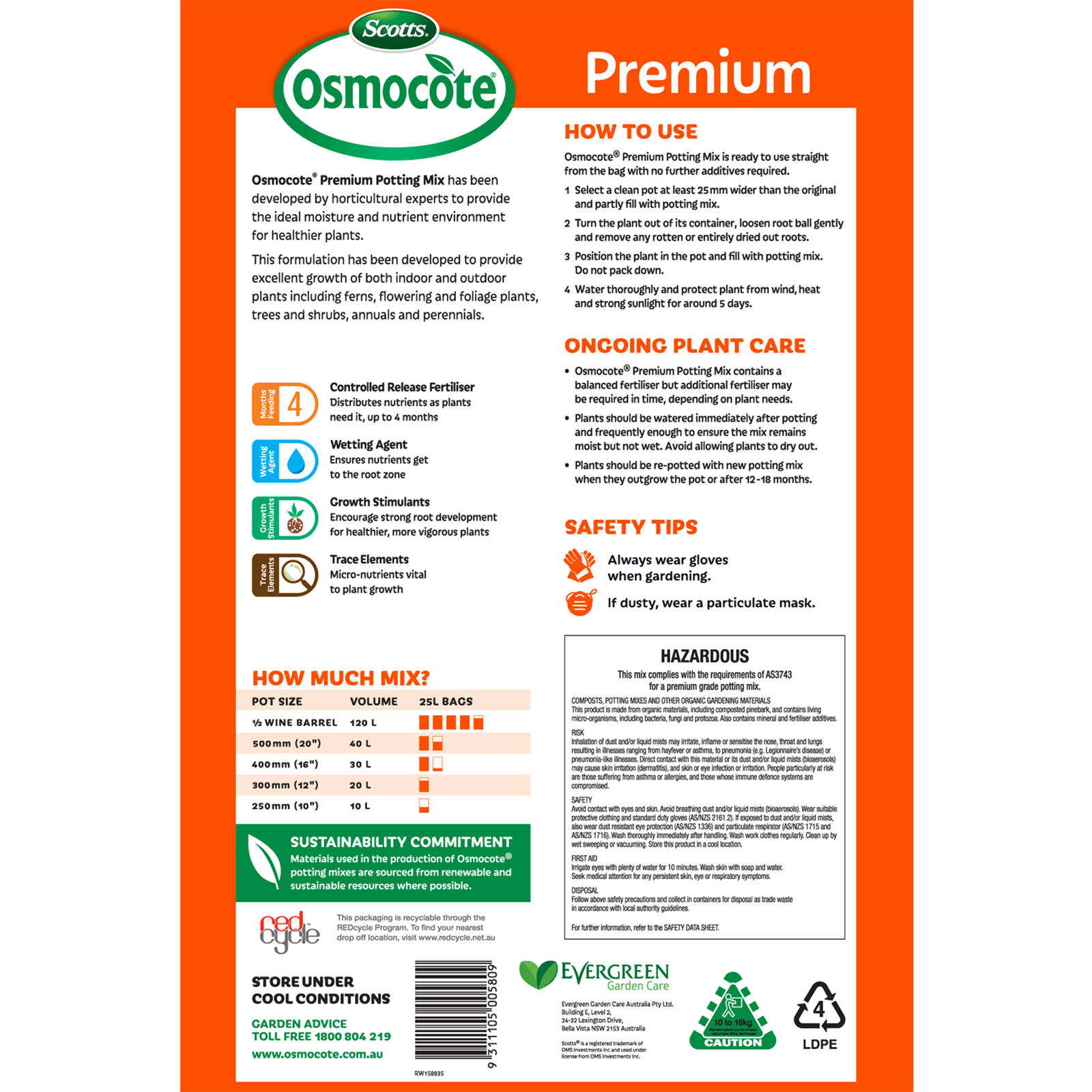 Scotts Osmocote 50L Premium Potting Mix Bunnings Australia