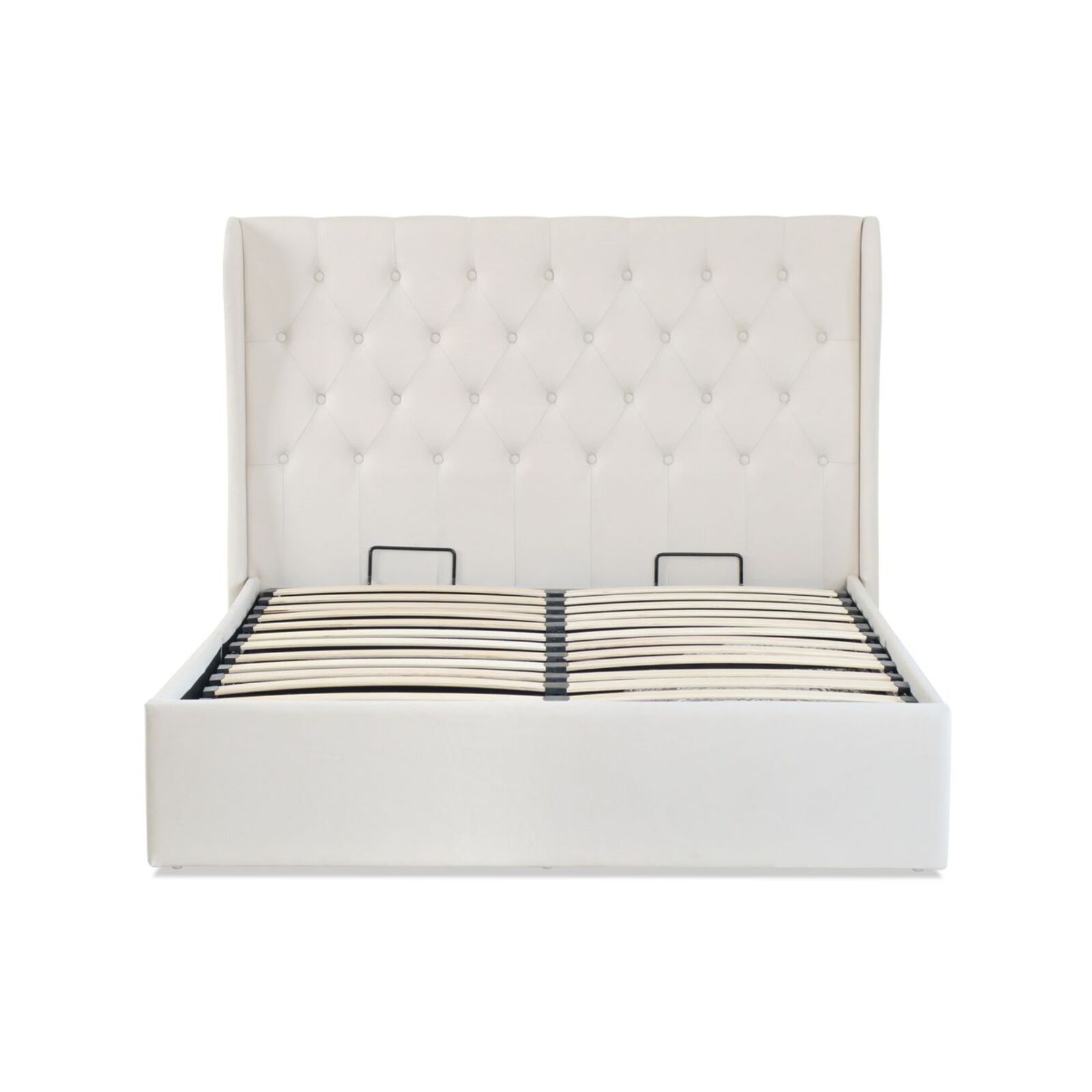 Istyle Wimbledon Queen Gas Lift Ottoman Storage Bed Frame Fabric Beige Bunnings Australia