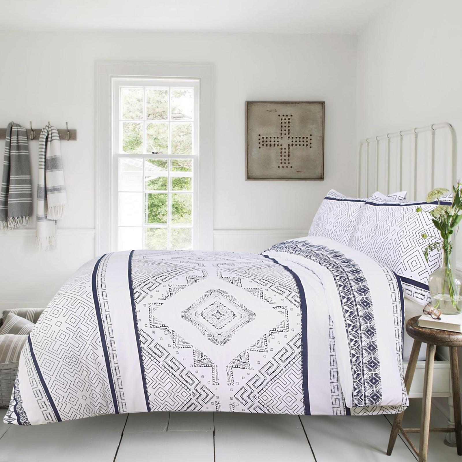 Amsons Pure Cotton New Hampton King Single Quilt Cover Set White Blue