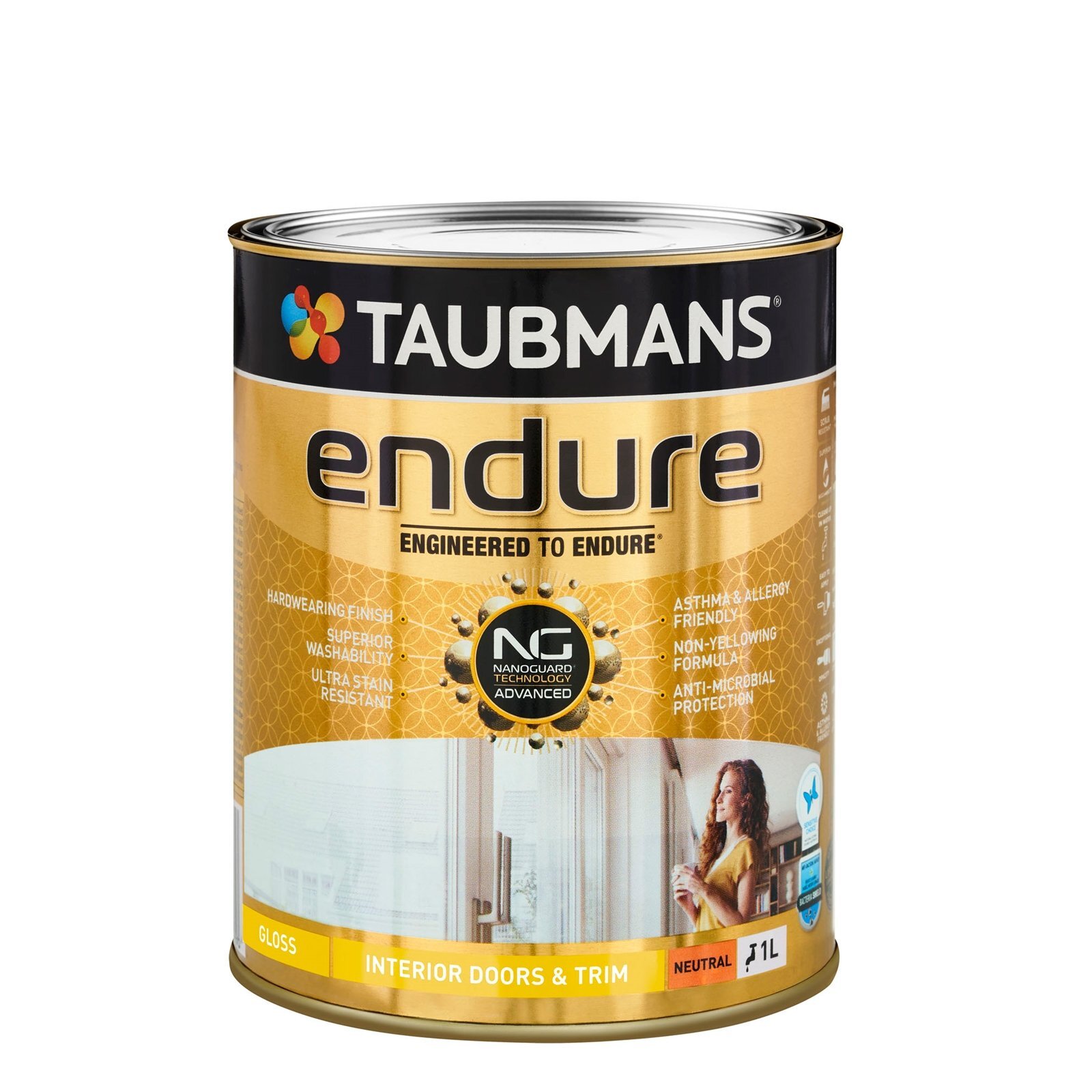 Taubmans Endure Gloss Neutral Interior Door And Trim Paint 1L