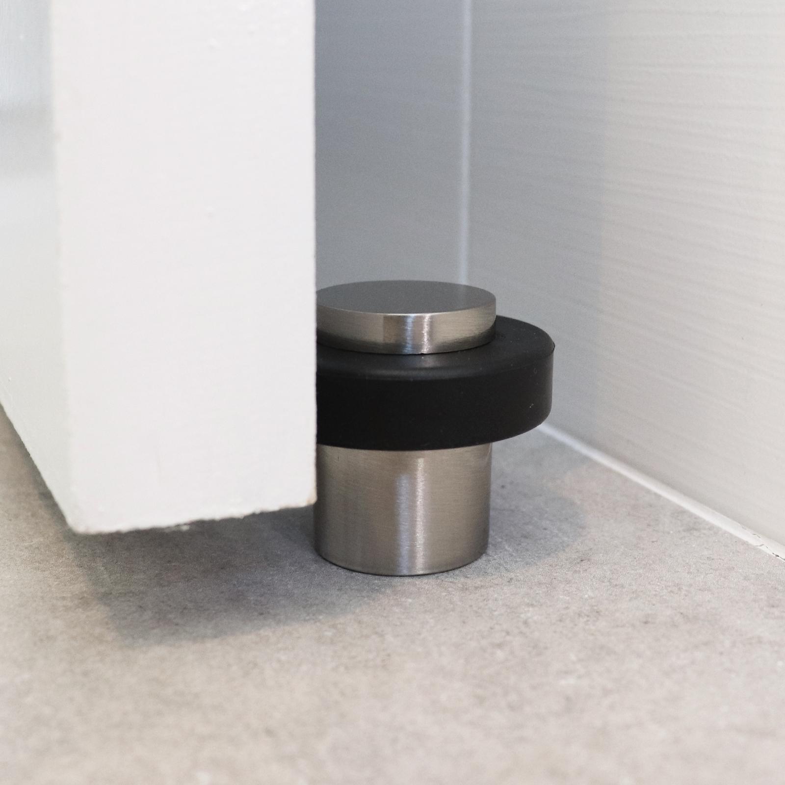 Adoored Satin Chrome Cylinder Rubber Bumper Door Stop Bunnings New