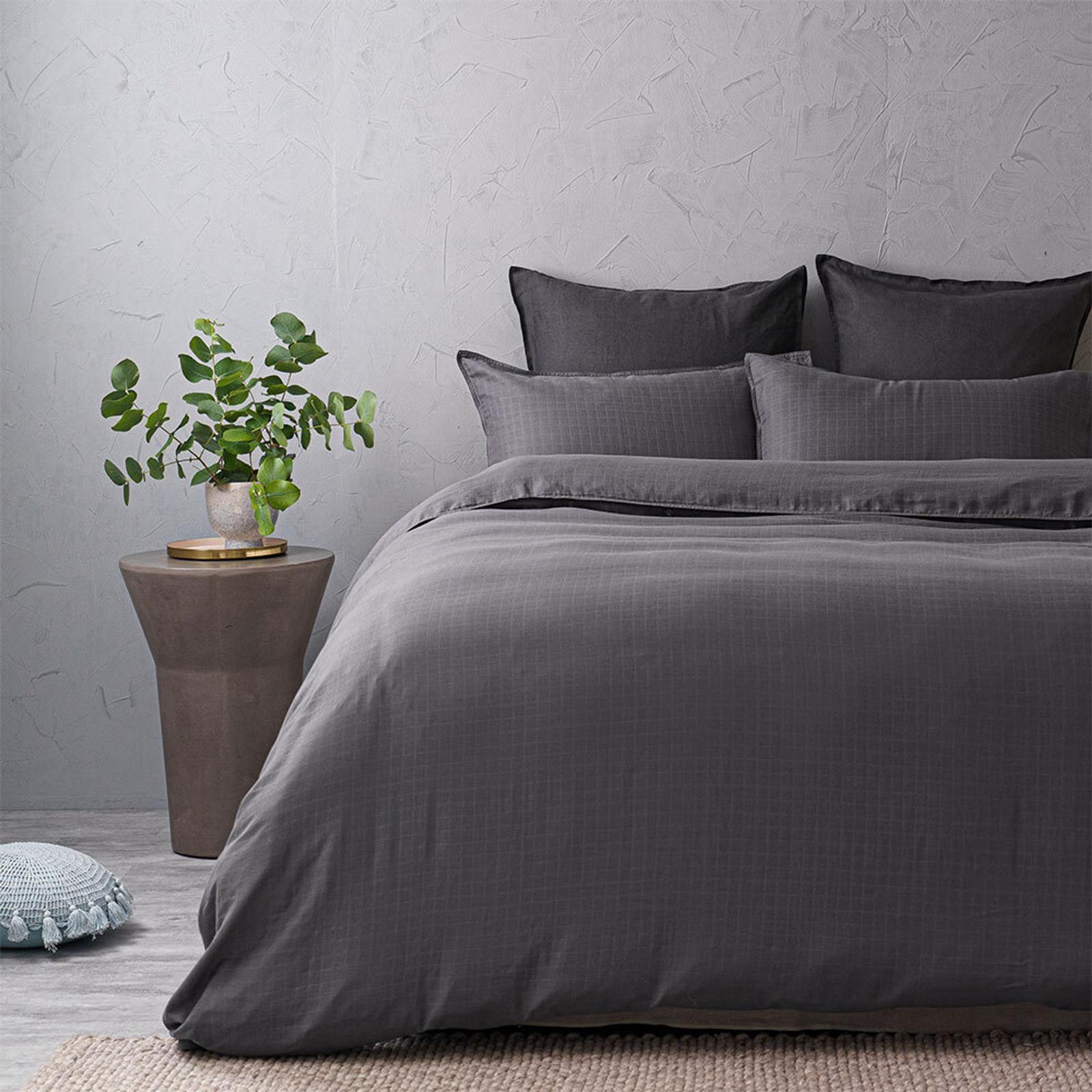 Tontine Squares King Bed Quilt Cover Set Charcoal Bunnings Australia