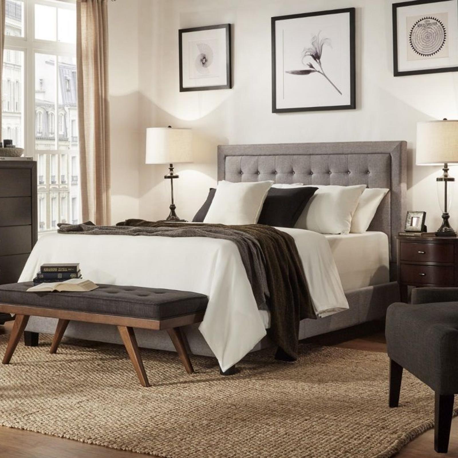 Istyle Jensen Queen Bed Frame Fabric Grey Bunnings Australia