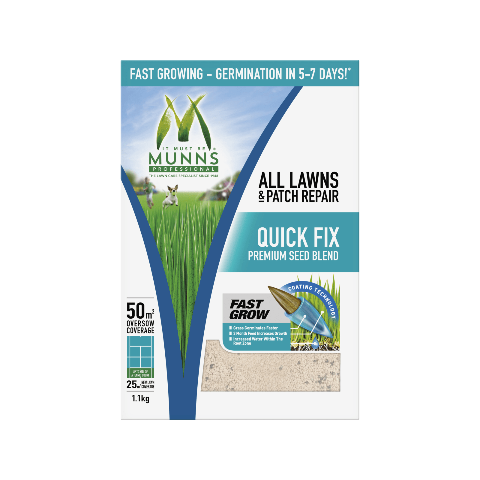 Munns Professional 1.1kg Quick Fix All Lawns And Patch Repair Premium