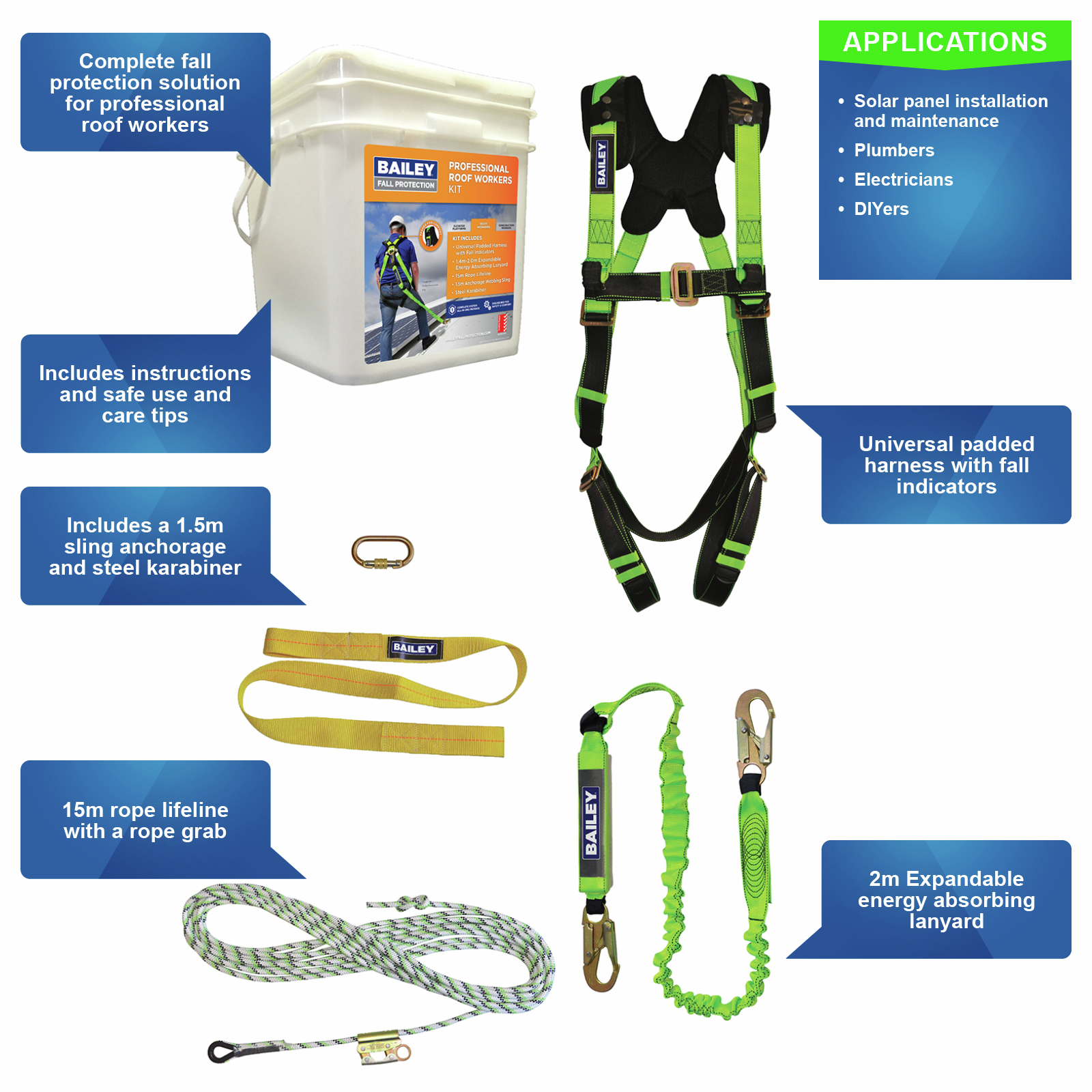 Bailey Fall Protection 5 Piece Pro Roof Workers Kit Bunnings Australia