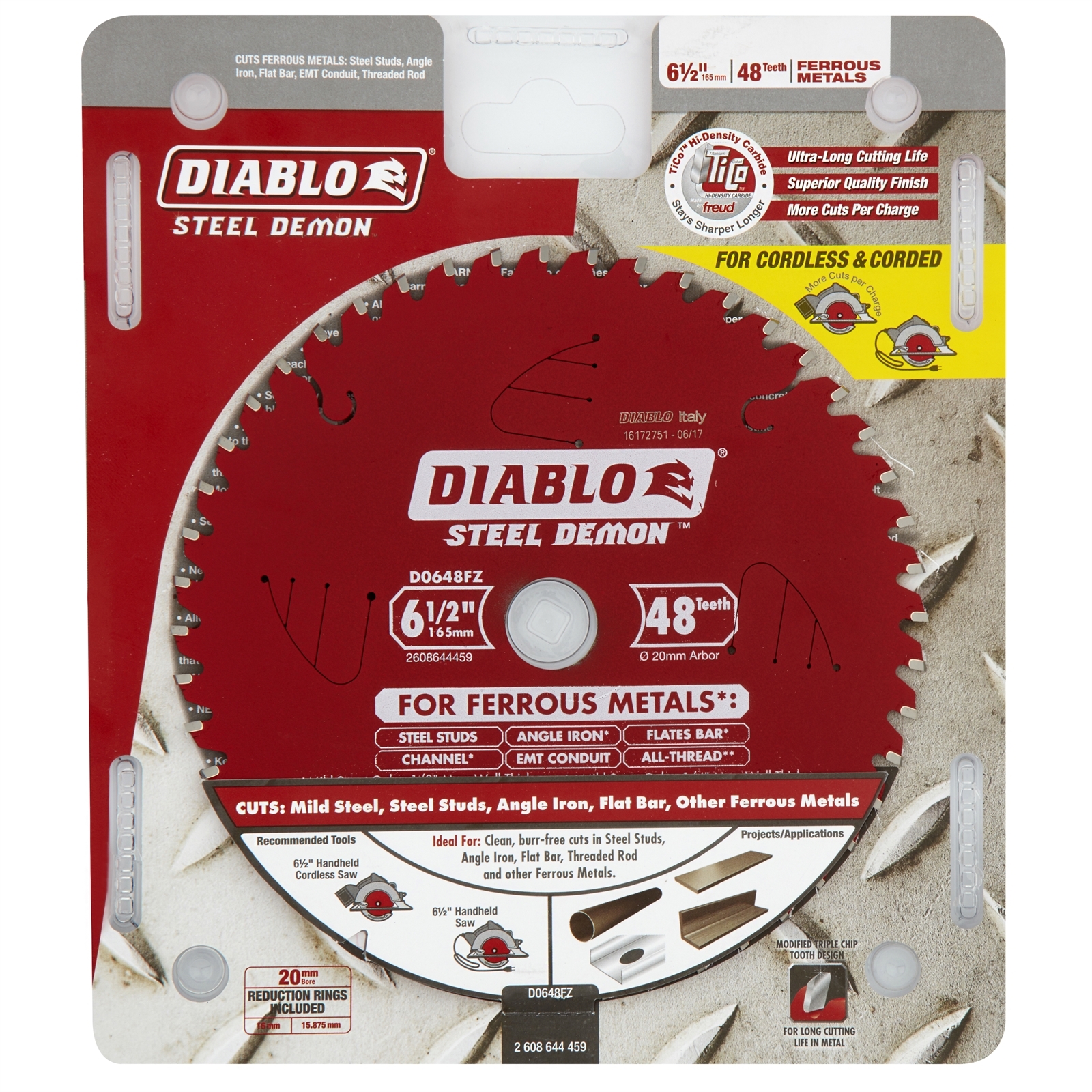 Diablo 165mm 6.5" 48 Teeth Steel Demon Ferrous Metals Circular Saw