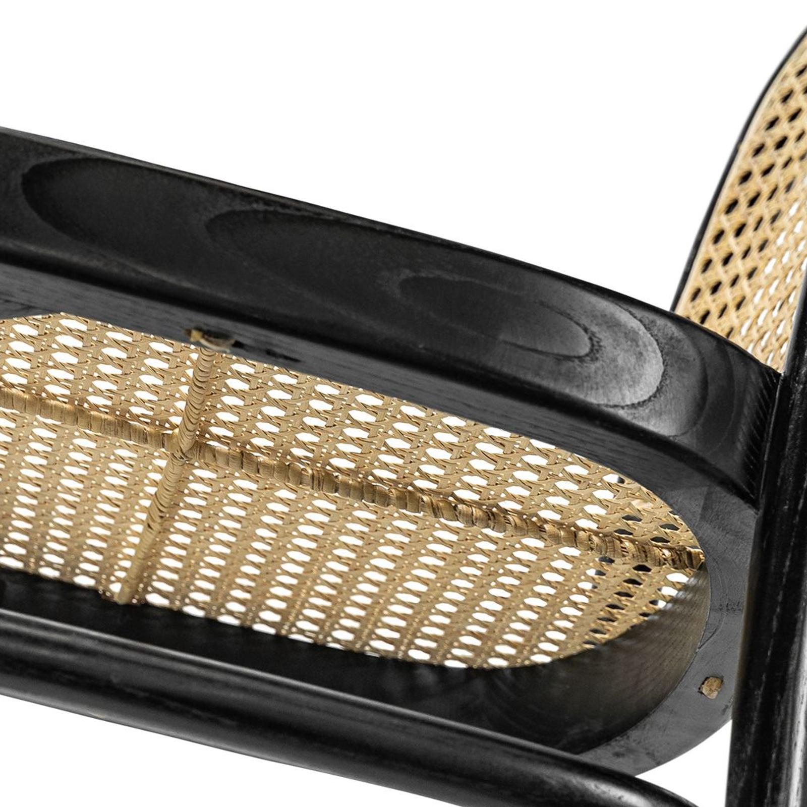 Prague Set of 2 Black & Natural Solid Teak Bentwood Cane Dining Side