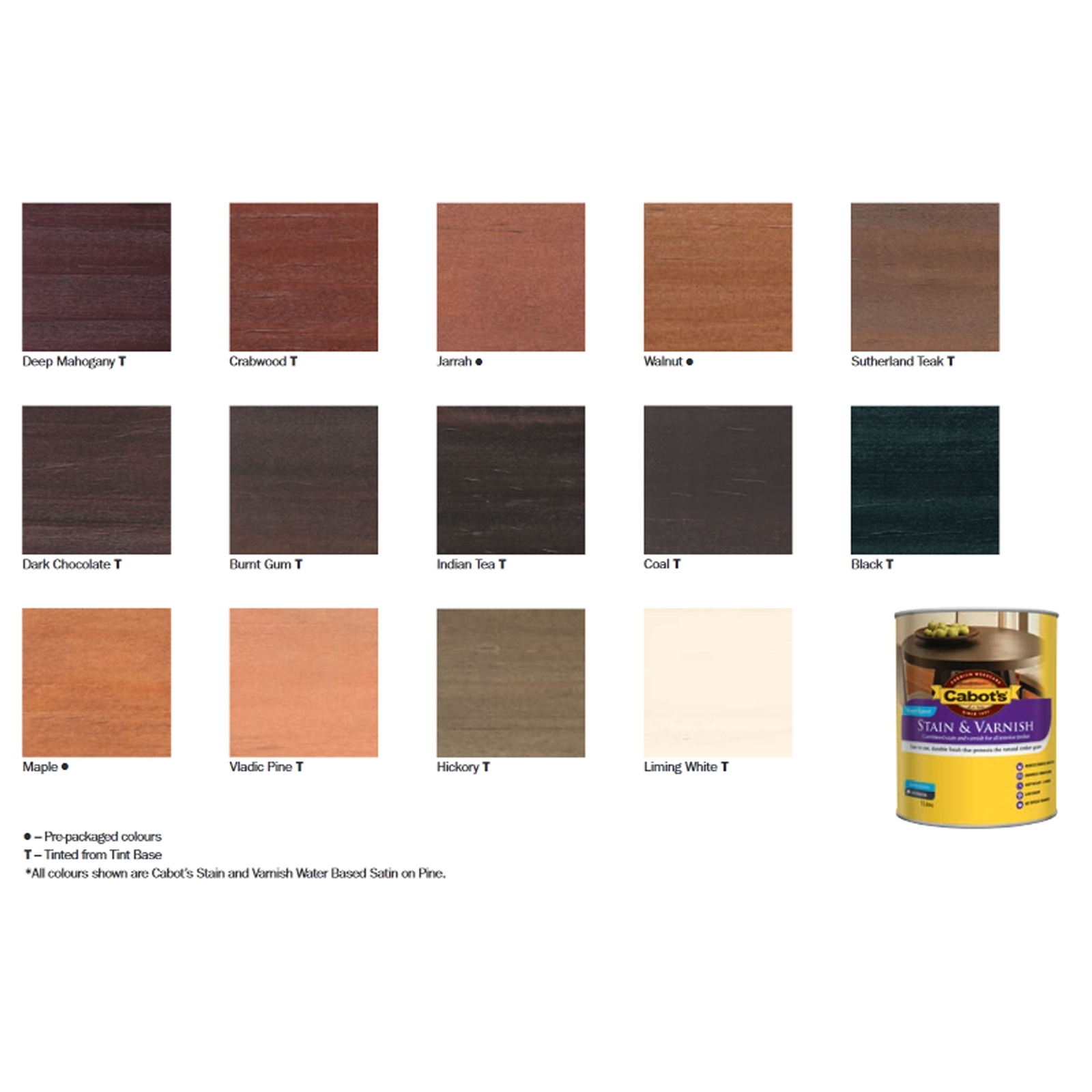 Cabot's Stain & Varnish Water Based Satin 250ml Tint Base Bunnings
