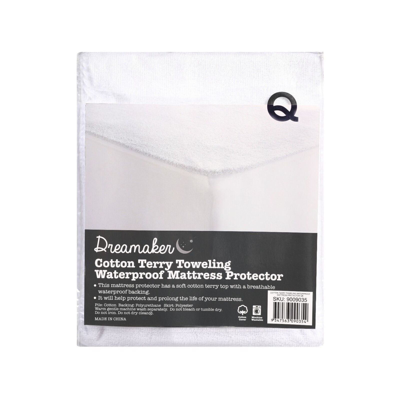 Dreamaker Cotton Terry Towelling Waterproof Mattress Protector (Single