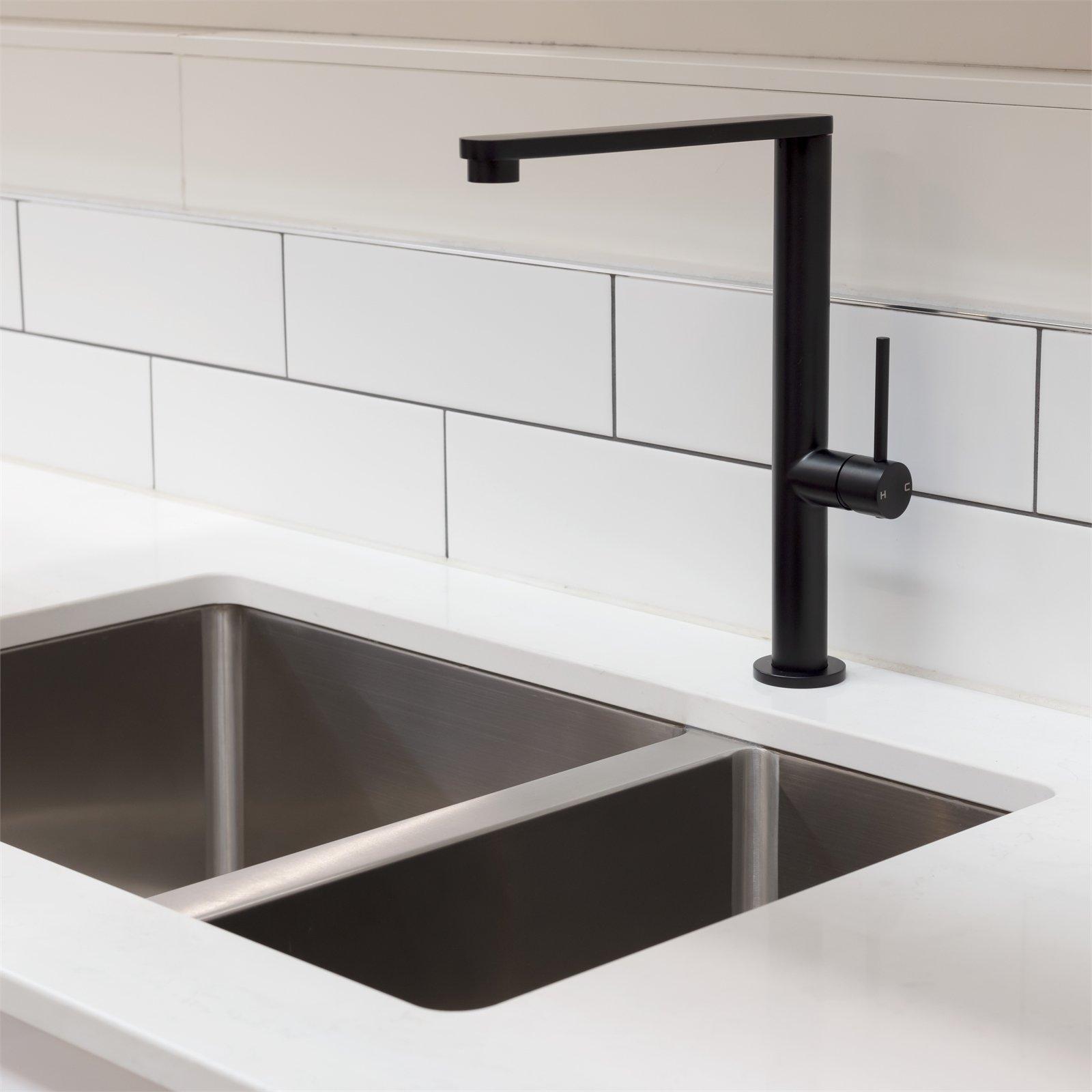 Foreno Matte Black ESteel Cold Start Square Sink Mixer Bunnings New