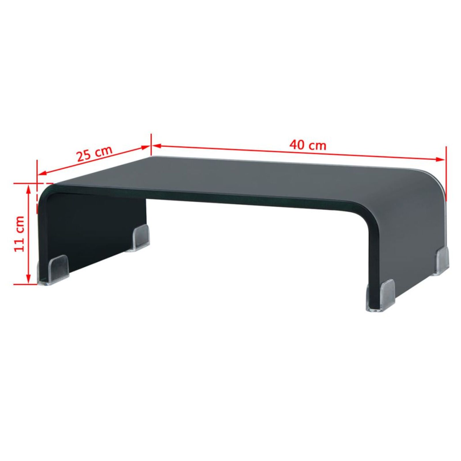 vidaXL TV Stand/Monitor Riser Glass Black 40x25x11 cm Bunnings Australia