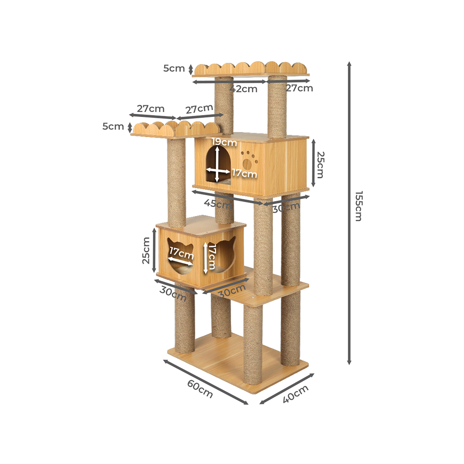 PaWz Cat Tree Scratching Post Toys House 155cm Bunnings Australia