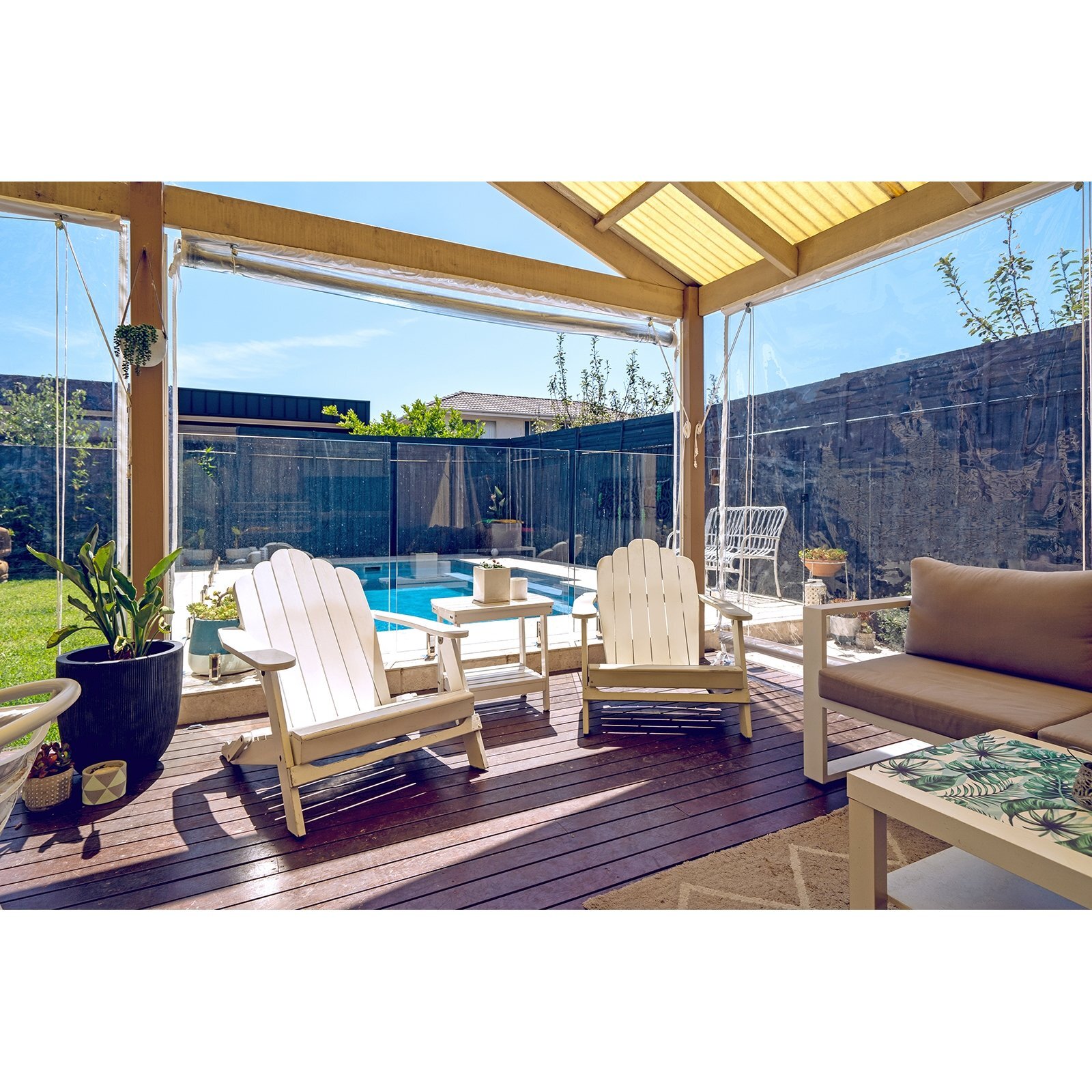 Bistro Blinds 0.75mm PVC Outdoor Blind Clear / Black 3000mm x 2400mm