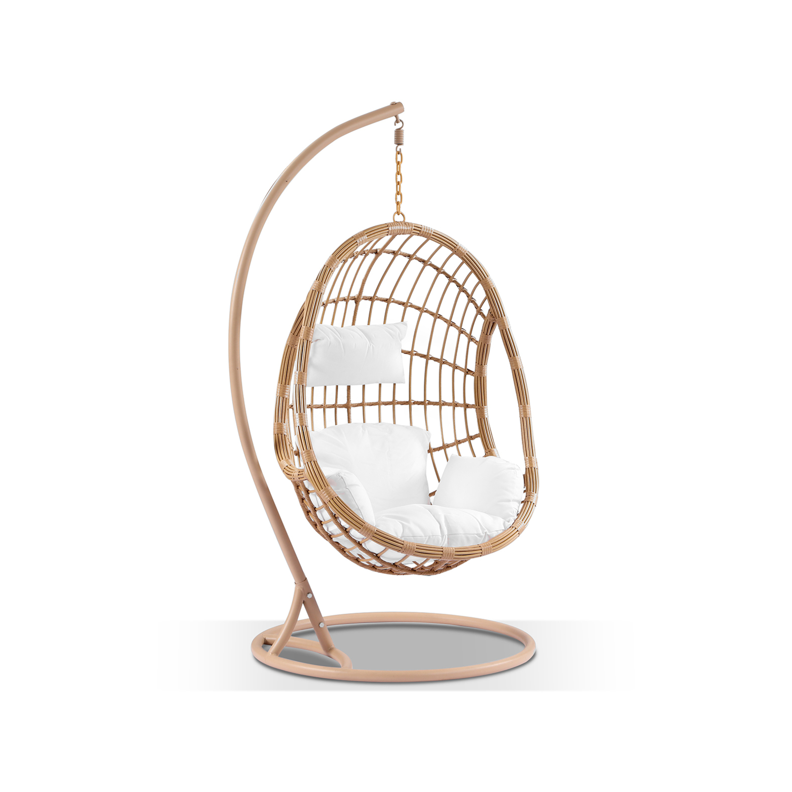 Delilah Hanging Egg Chair Sand With Cream Cushions Bunnings Australia