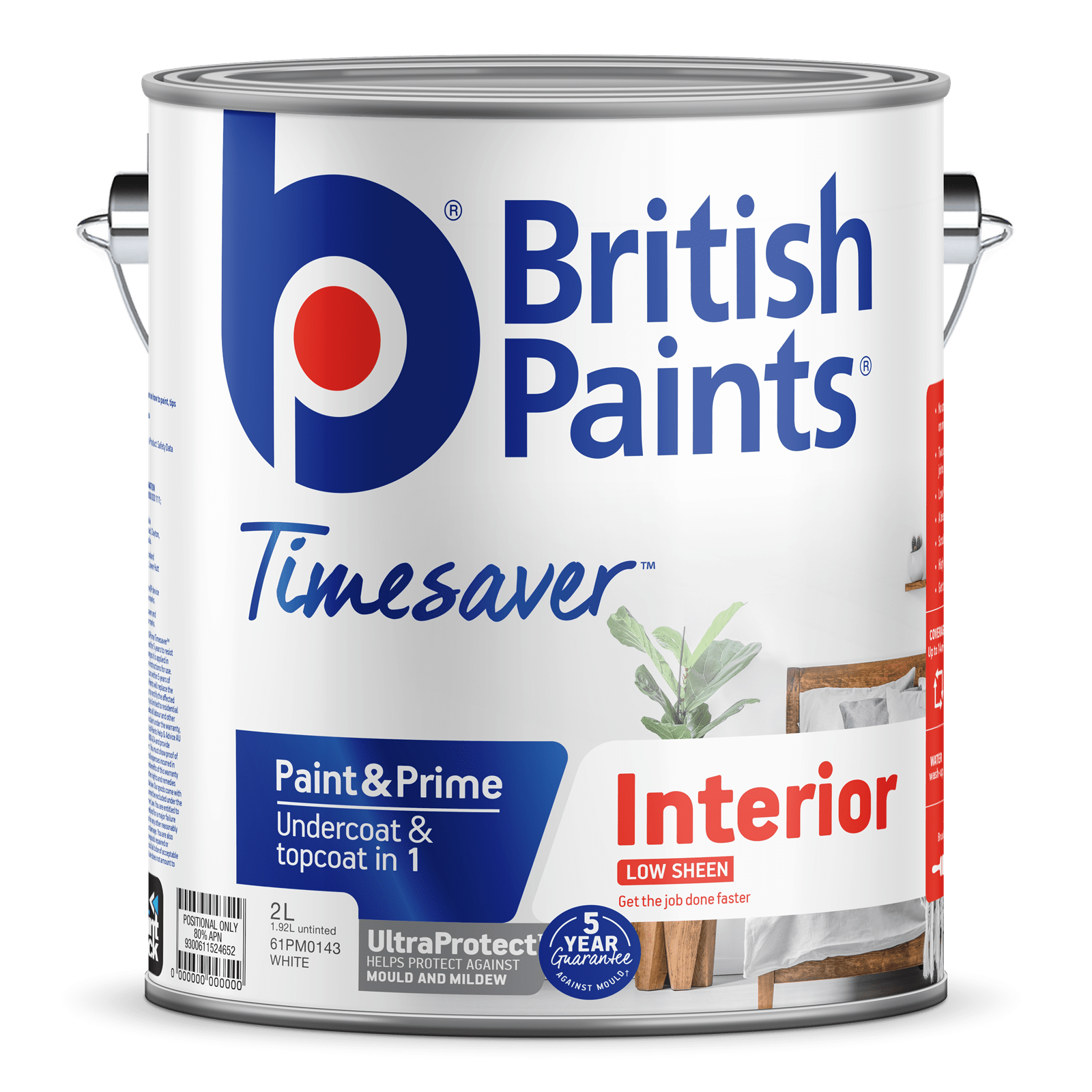 British 2L Paints White Interior Low Sheen Paint And Prime Bunnings