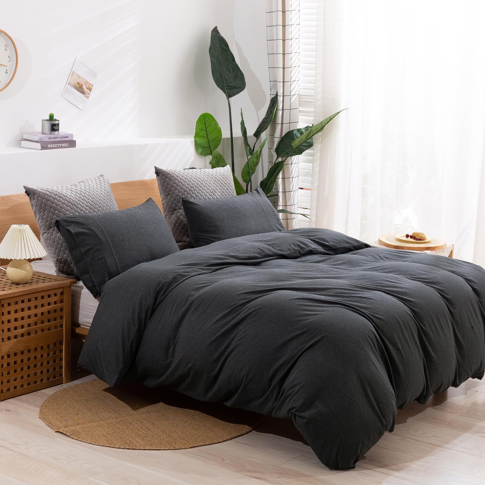 Dreamaker Cotton Jersey Quilt Cover Set Charcoal Bunnings Australia