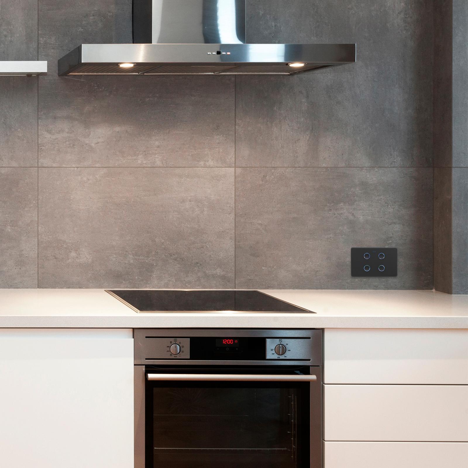 Deta Matte Black Grid Connect Smart Quad Gang Touch Light Switch