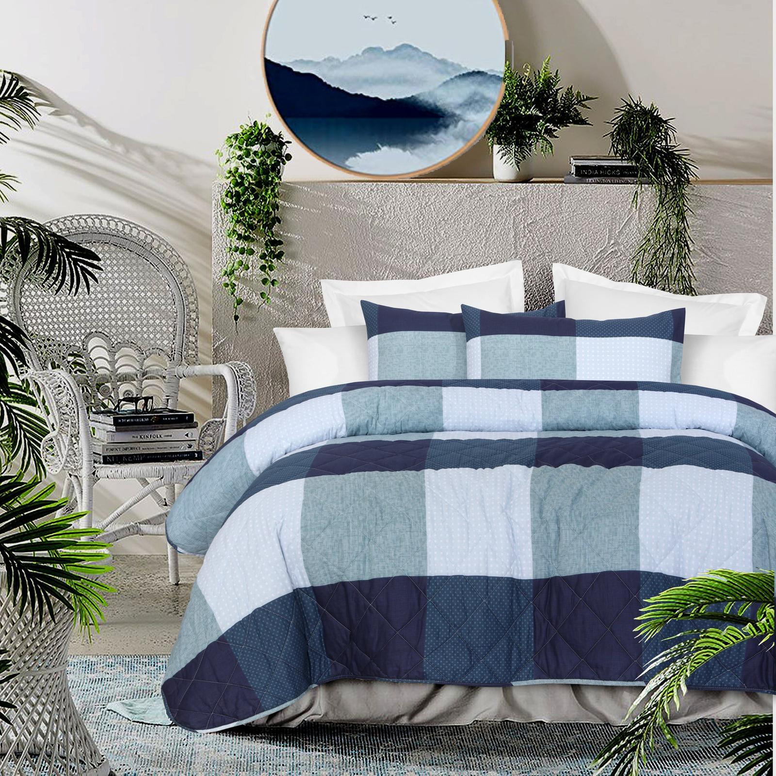 Amsons Pure Super King Cotton Bedspread Set Blue Box Bunnings Australia