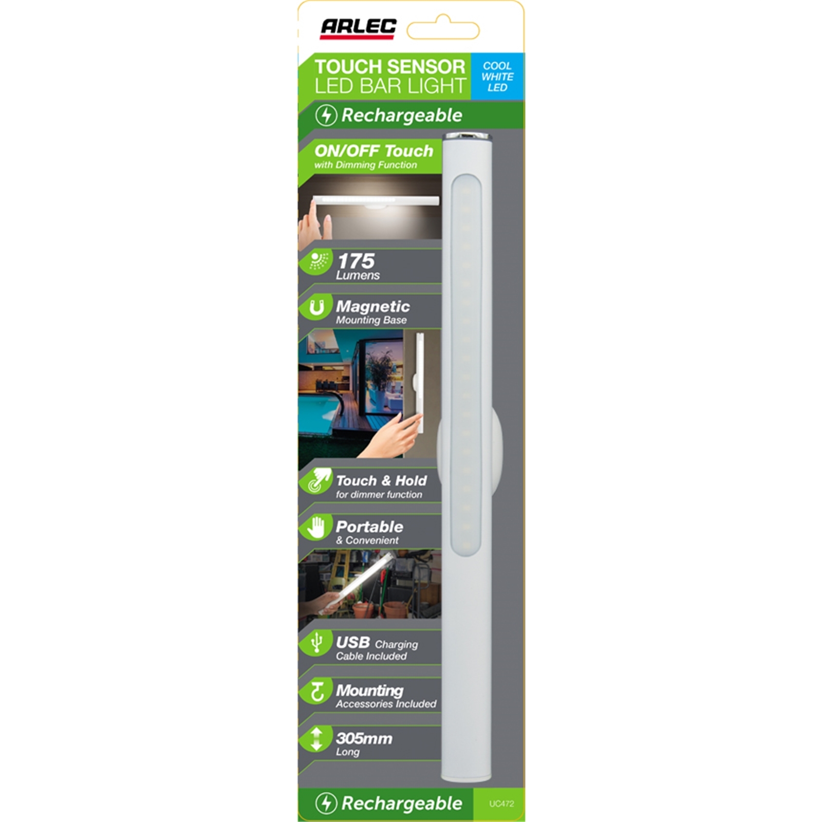 Arlec Handheld Rechargeable Touch Sensor Bar LED Light Bunnings Australia