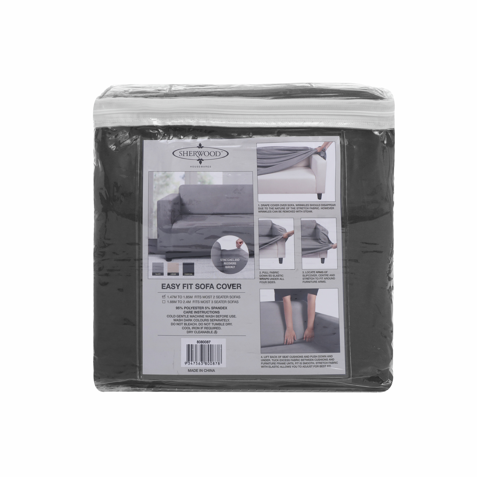 Home Living Premium Faux Suede Charcoal 2 Seater Couch Sofa Cover