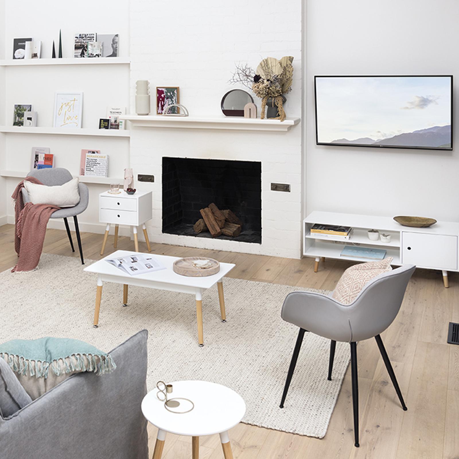 Groove Rectangular Coffee Table Scandinavian Natural Base White