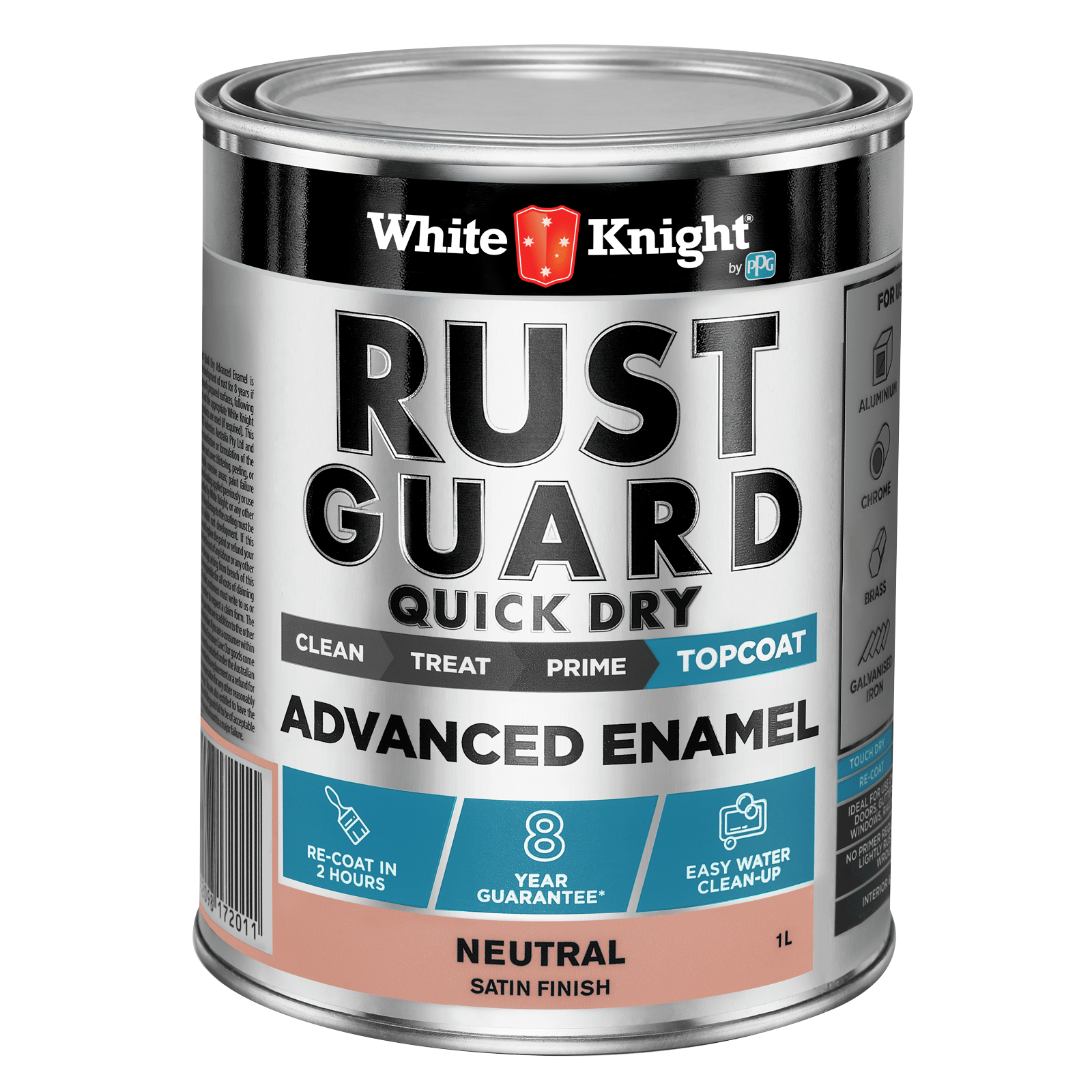 White Knight Rust Guard Satin Neutral Quick Dry Advanced Enamel Paint
