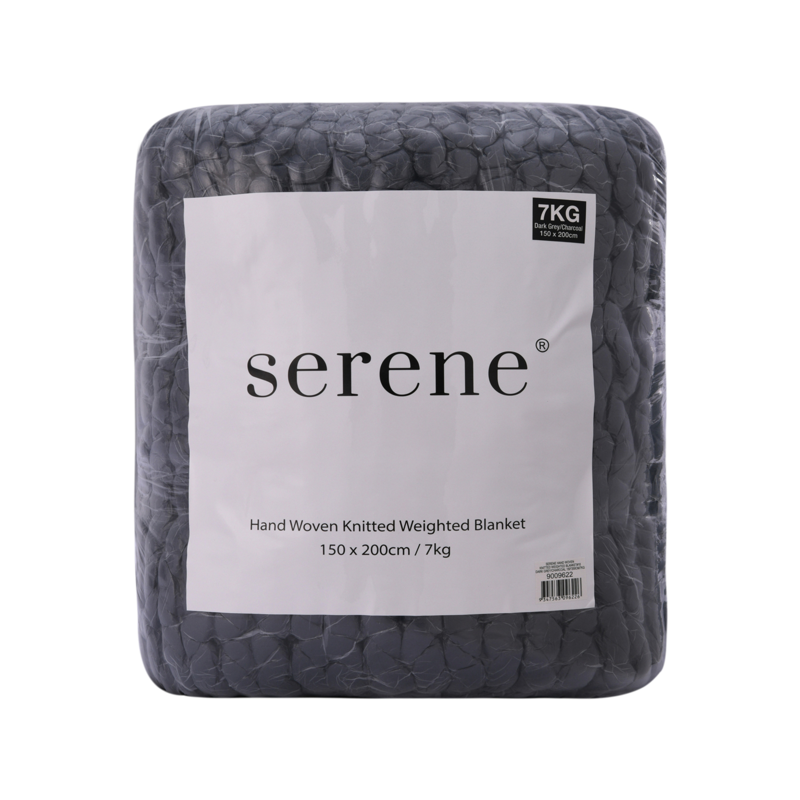 Serene Hand Woven Knitted Weighted Blanket Charcoal (150x200cm 7kg, 180x200cm 9kg) Bunnings