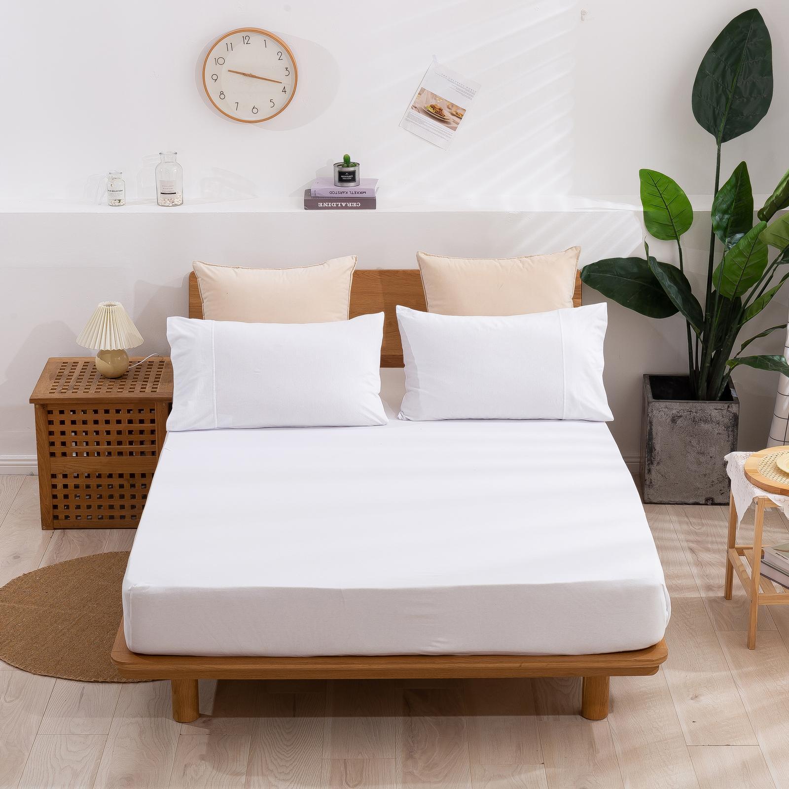 Dreamaker cotton Jersey fitted sheet White King Single Bed Bunnings