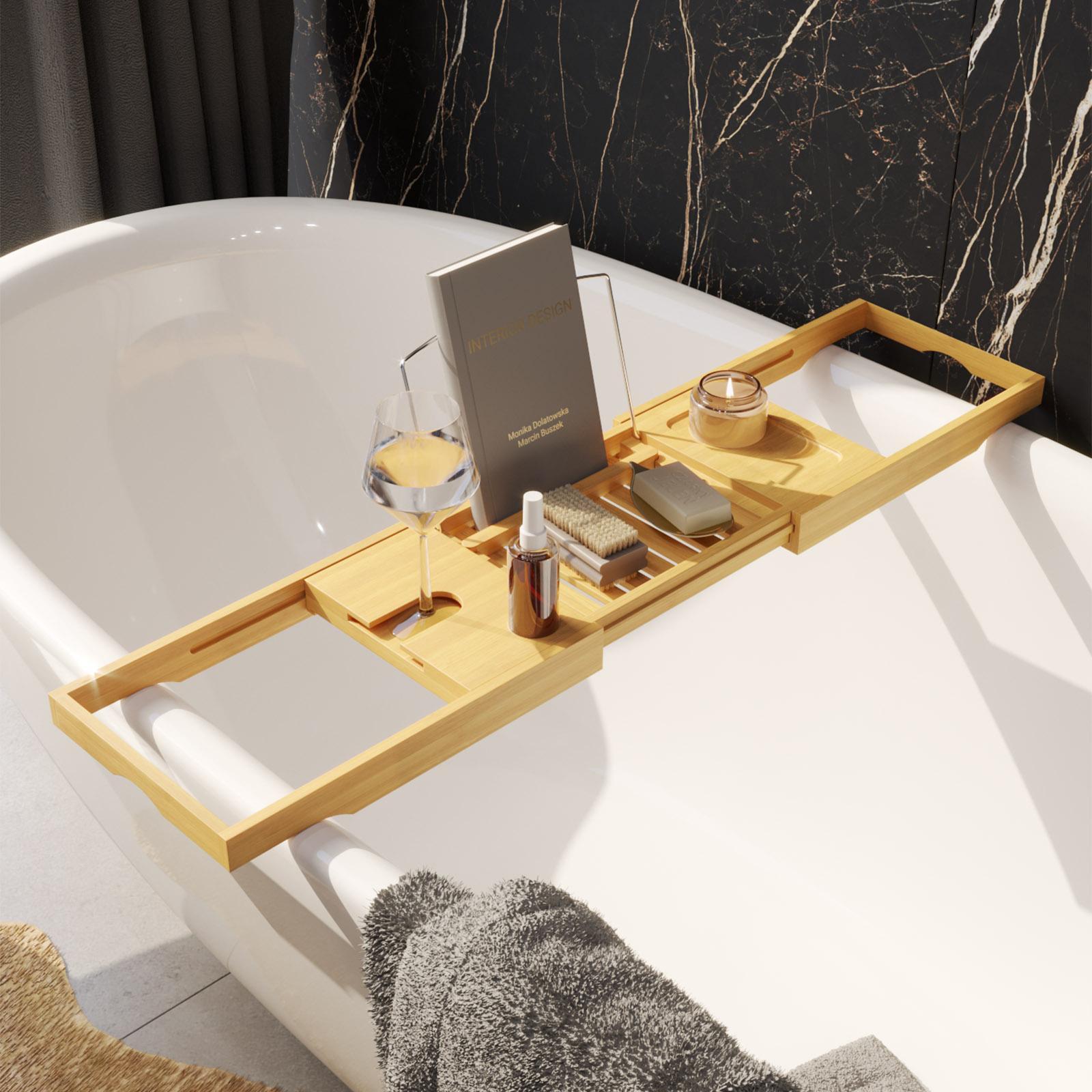 Living Elements Bathroom Storage Bamboo Premium Bath Caddy Bunnings