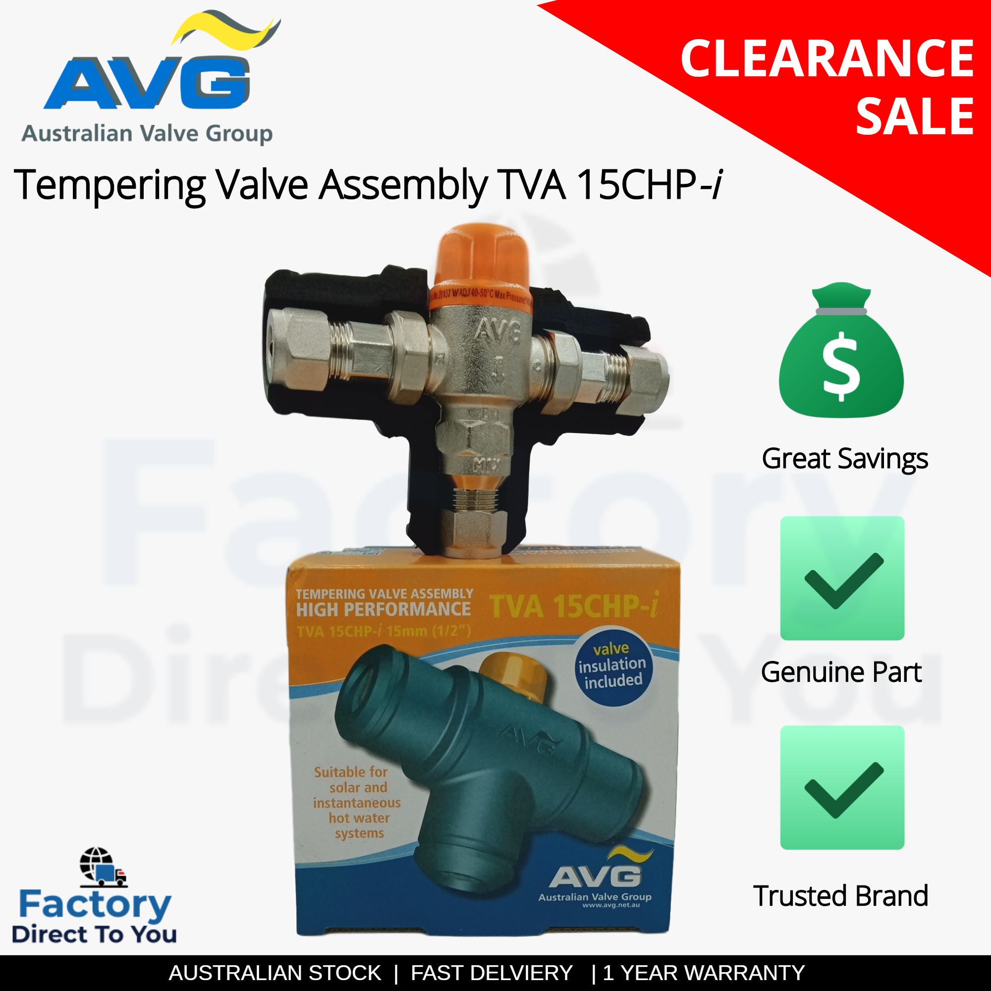 AVG TVA 15CHPi 15mm 1/2" Hot Water Tempering Mixing Valve High