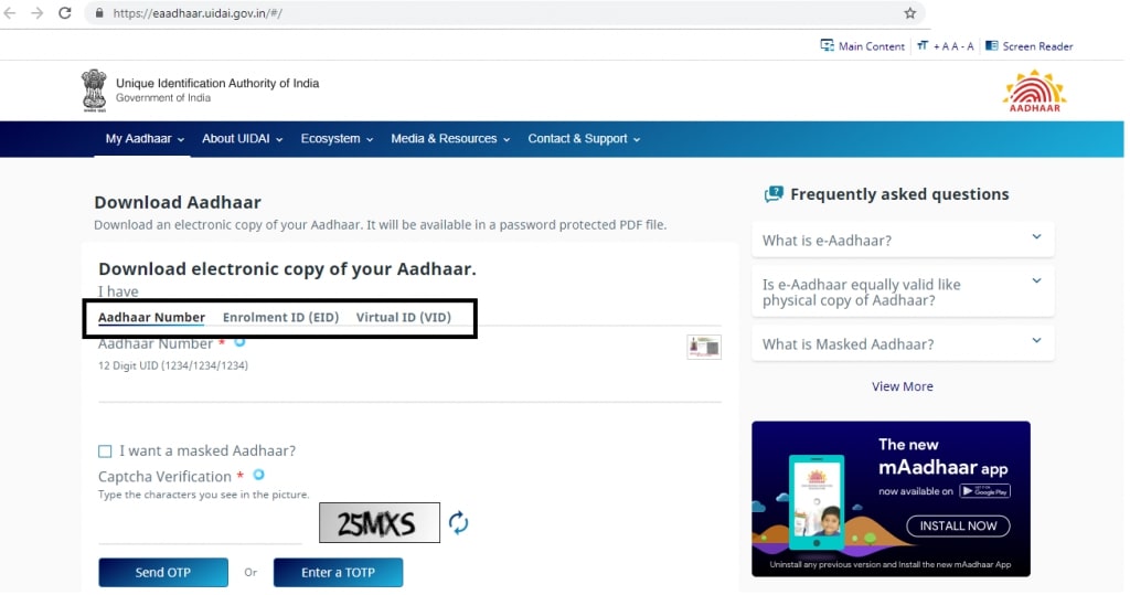 E Aadhar Card Download Online PDF How to Download & Print e