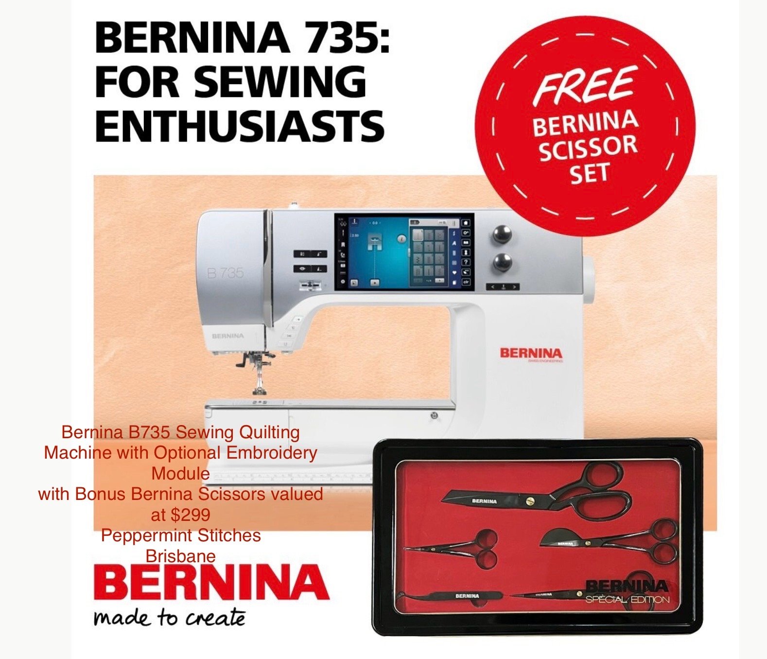 BERNINA B735 Quilting Sewing Machine with Embroidery capability. 735