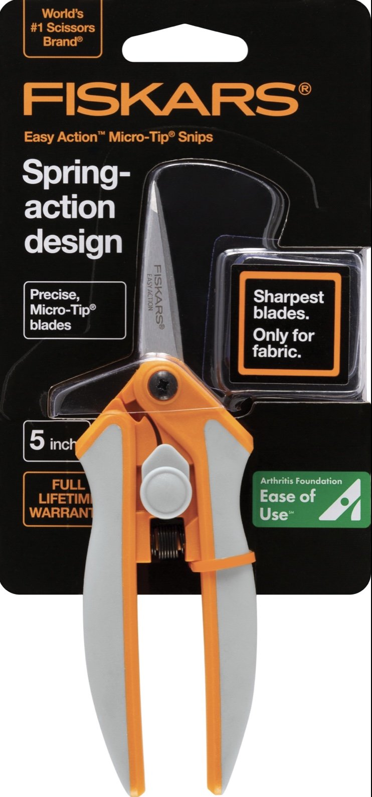 Fiskars Scissors Spring Action Micro Tip 5inch 020335049772