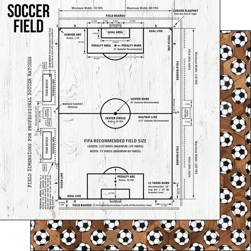 Soccer Wood Field Diagram DoubleSided 12x12 Paper 646619302601