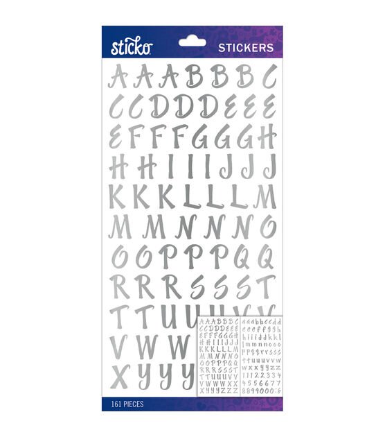 Sticko Silver Brush Small Alphabet Stickers 015586795813