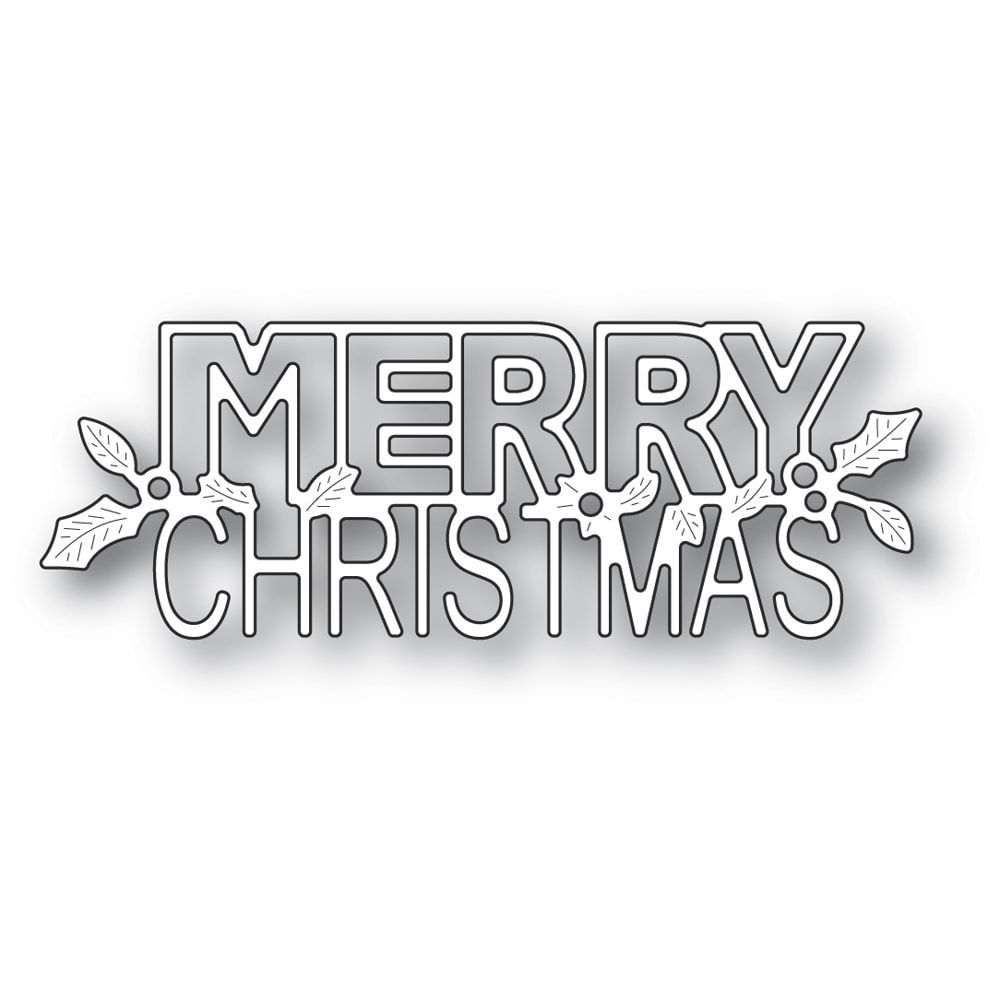 Poppy Stamps Merry Christmas Background Thin Metal Die, Made In Usa Poppy Stamps Holly Merry Christmas Die 873980923931