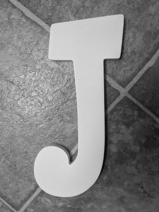 White Wood Letter J